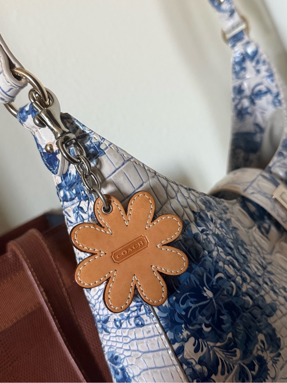 Coach Y2K vintage Daisy flower multicolor patchwork bag charm keychain - Picture 10 of 15